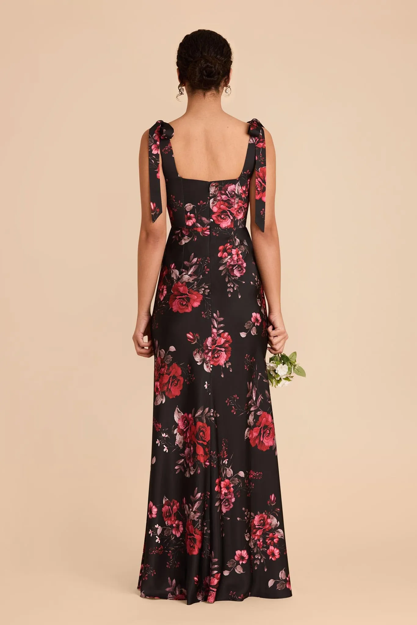 Alex Matte Satin Dress - Black Fleurs D'Amour sold by Birdy Grey product image thumbnail 4