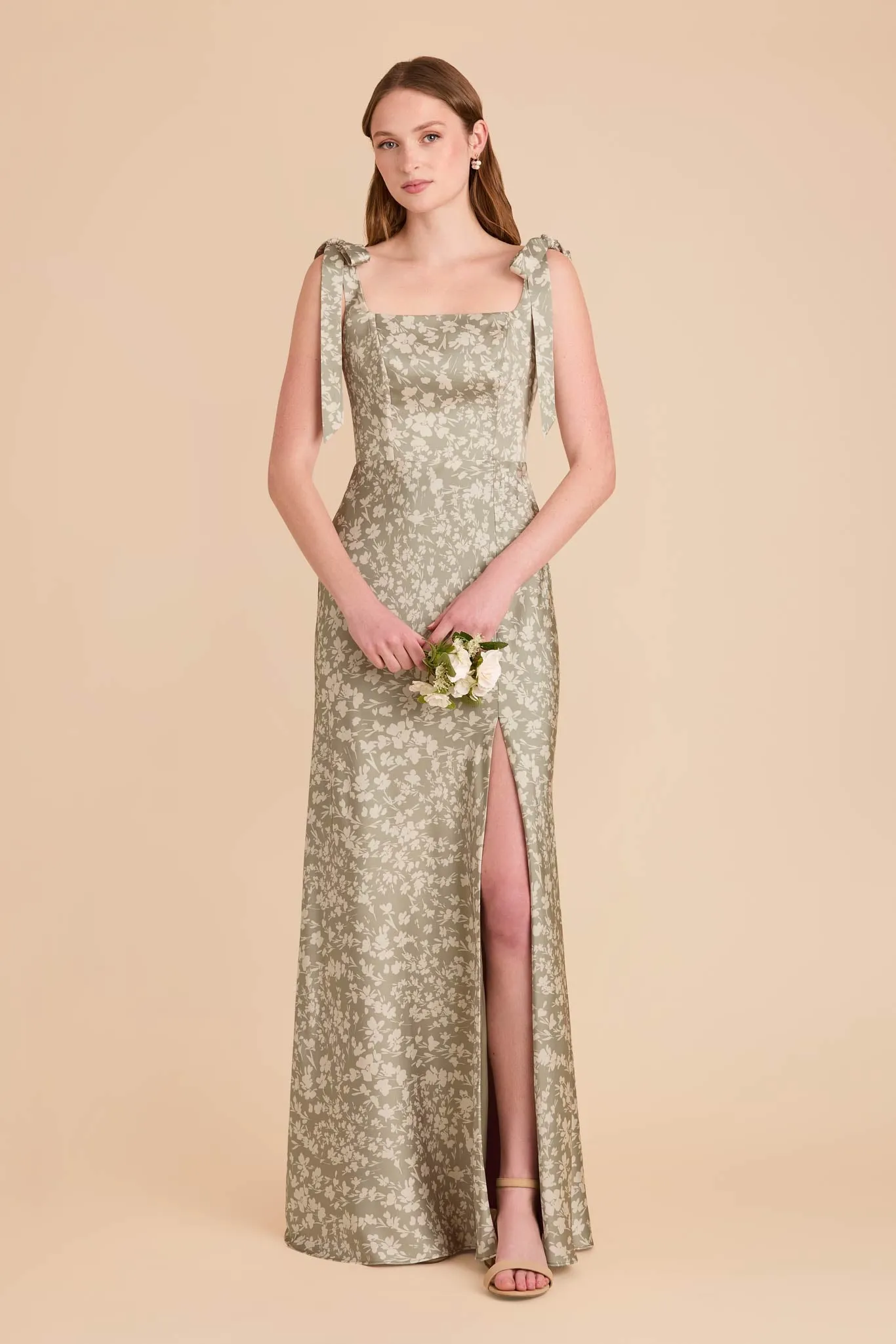 Alex Matte Satin Dress - Moss Green Dreamy Floral sold by Birdy Grey product image thumbnail 3