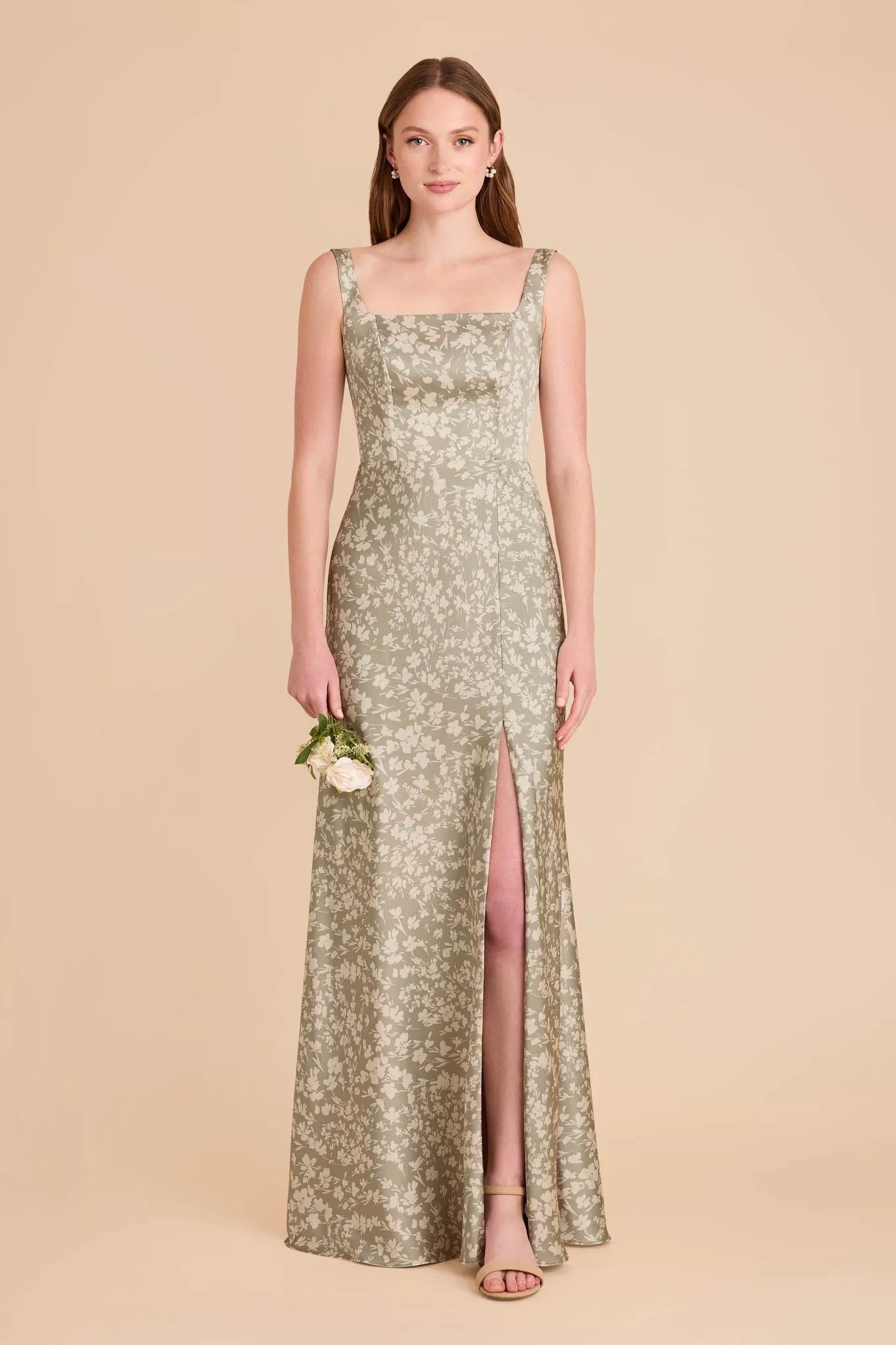 Alex Matte Satin Dress - Moss Green Dreamy Floral sold by Birdy Grey product image thumbnail 2