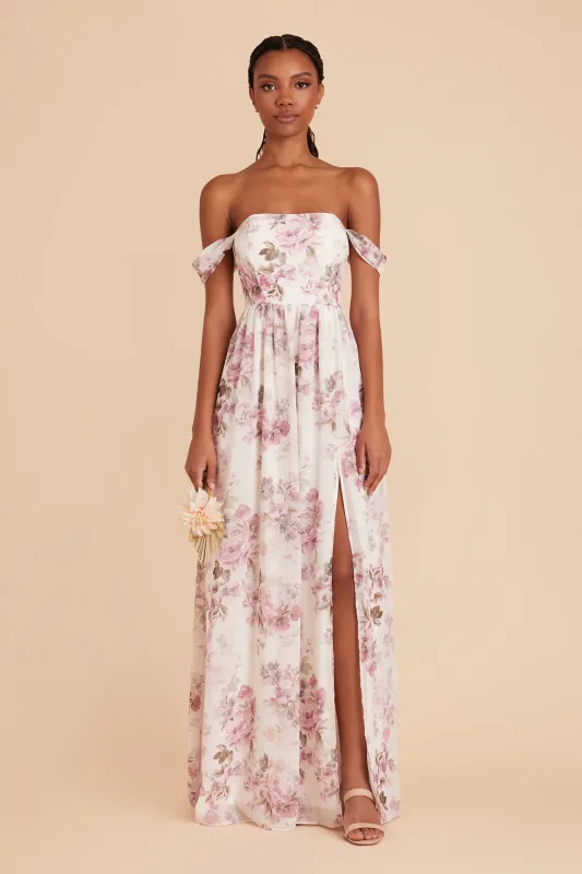 August Chiffon Dress - Dusty Pink Peonies sold by Birdy Grey