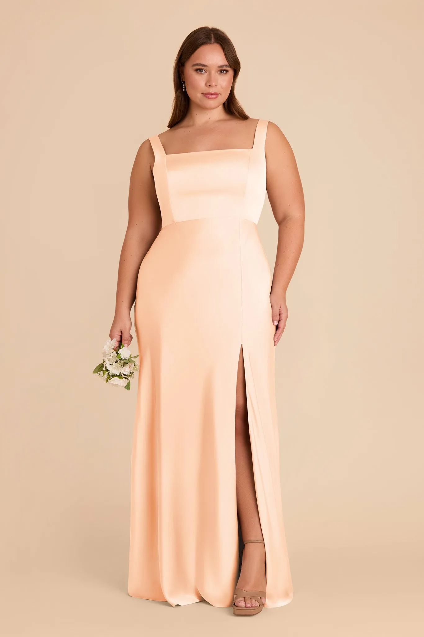 Alex Matte Satin Dress - Peach Cream sold by Birdy Grey product image thumbnail 2