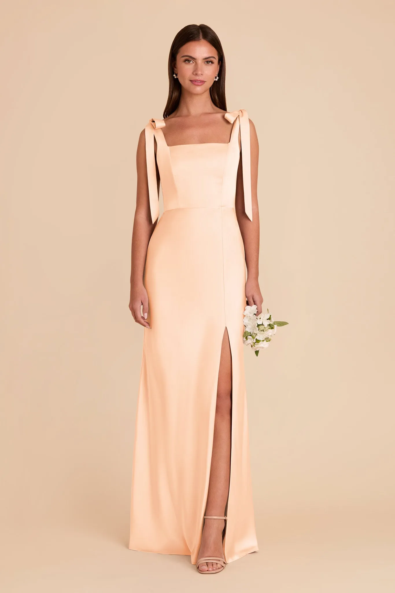 Alex Matte Satin Dress - Peach Cream sold by Birdy Grey product image thumbnail 4