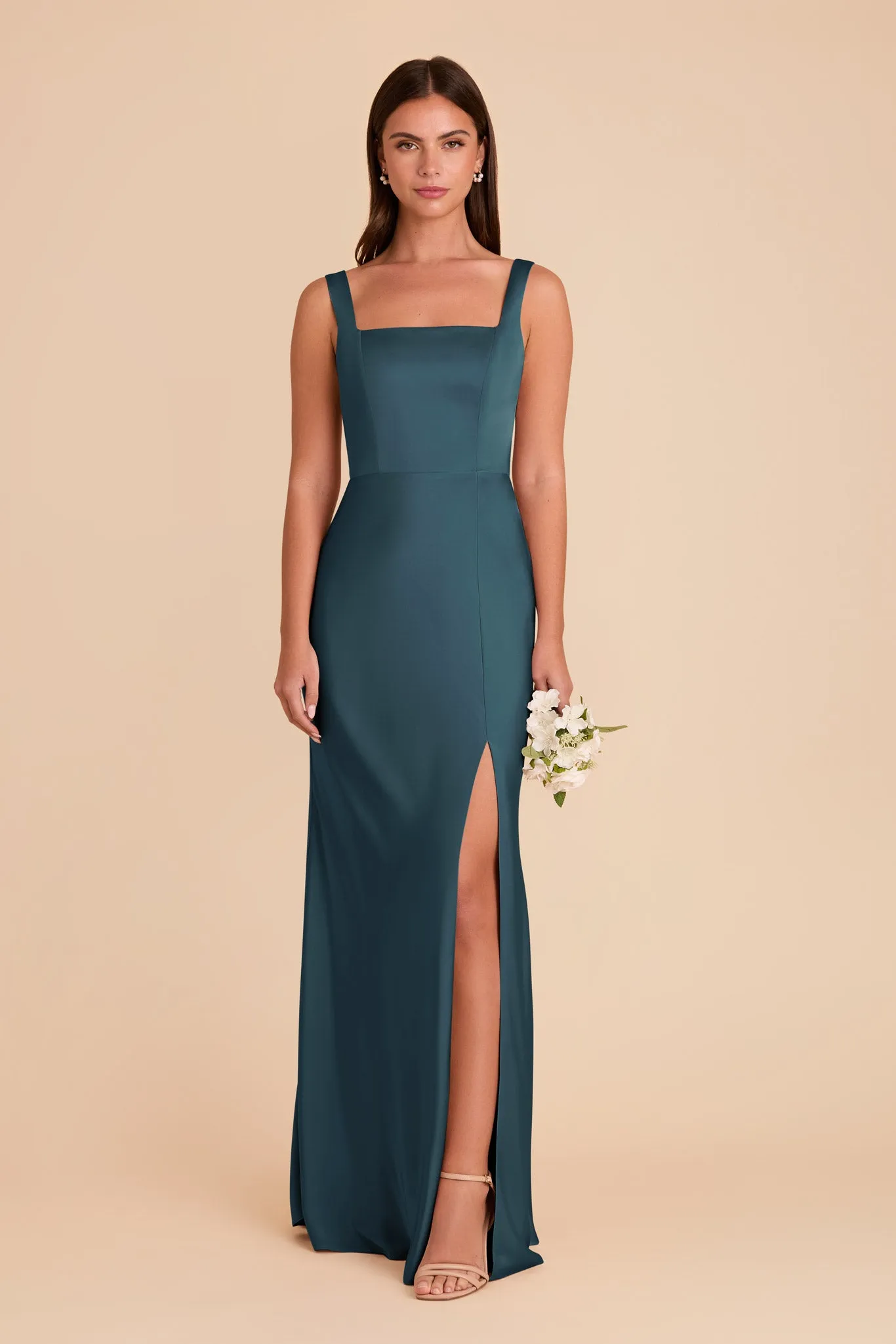 Alex Matte Satin Dress - Dark Teal sold by Birdy Grey