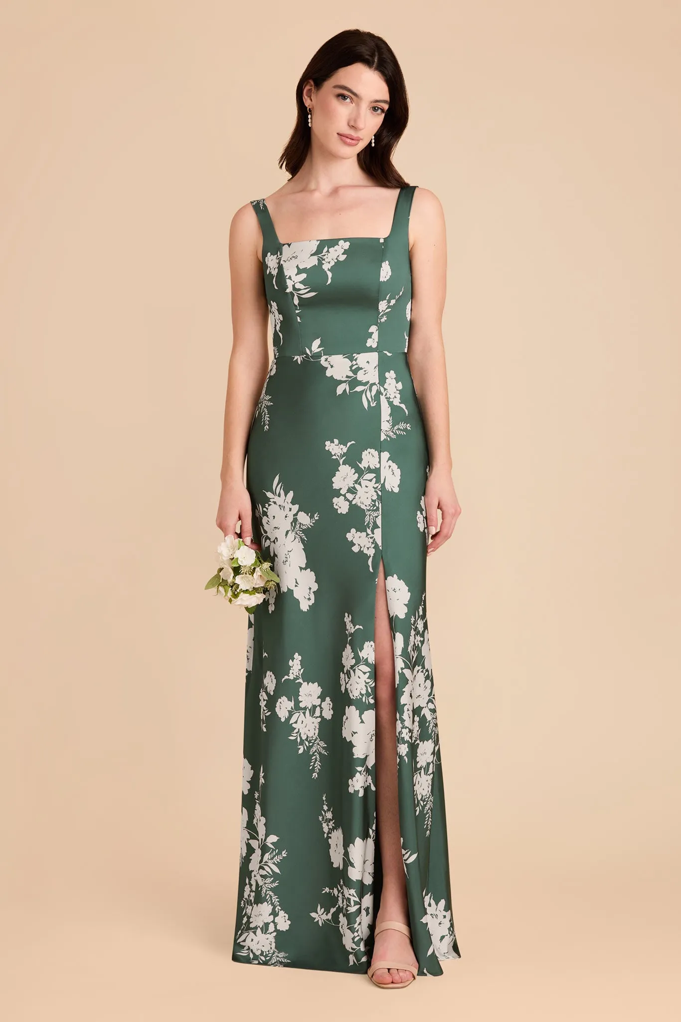 Alex Matte Satin Dress - Eucalyptus Whimsical Blooms sold by Birdy Grey product image thumbnail 2