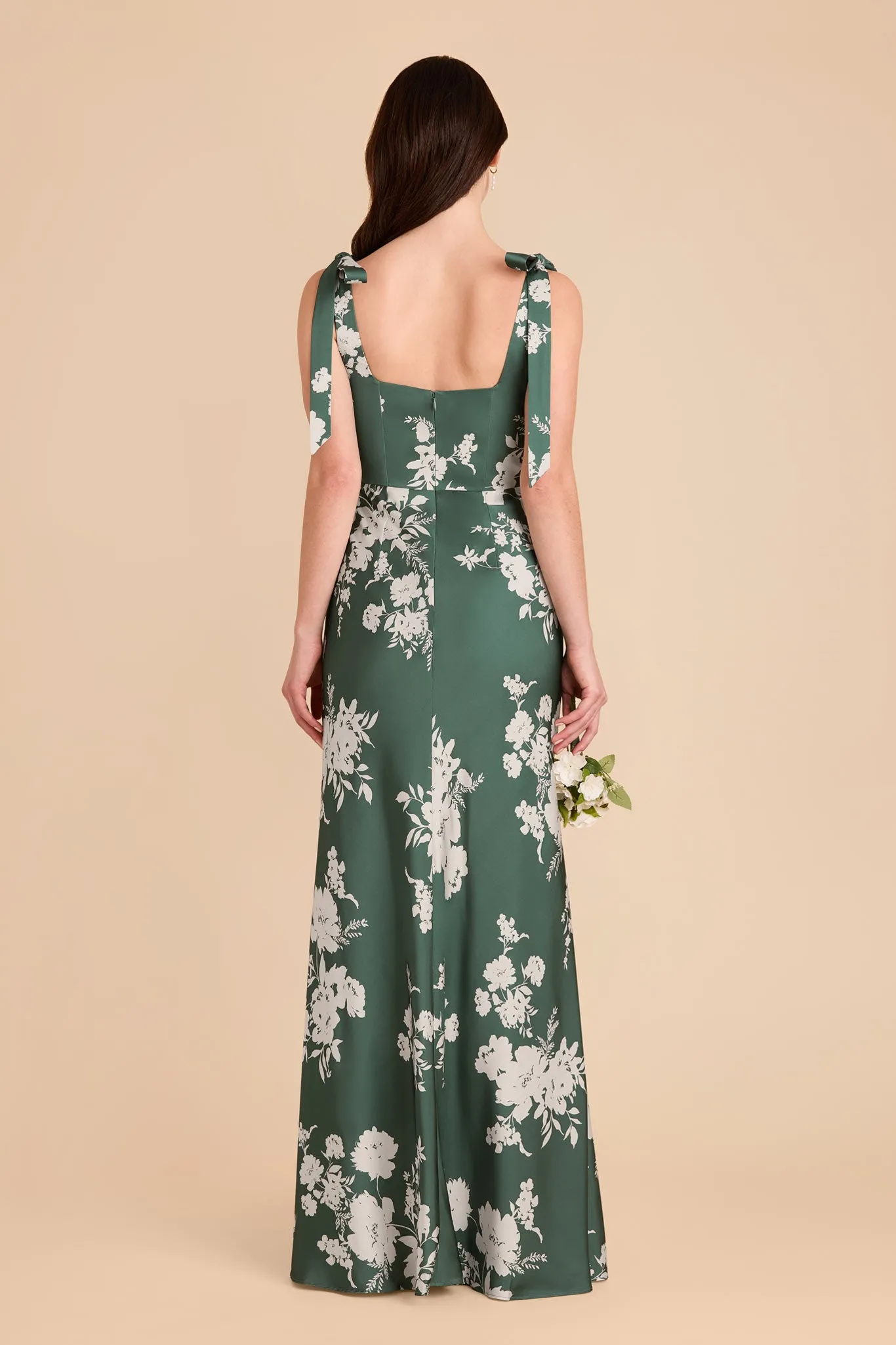 Alex Matte Satin Dress - Eucalyptus Whimsical Blooms sold by Birdy Grey product image thumbnail 5