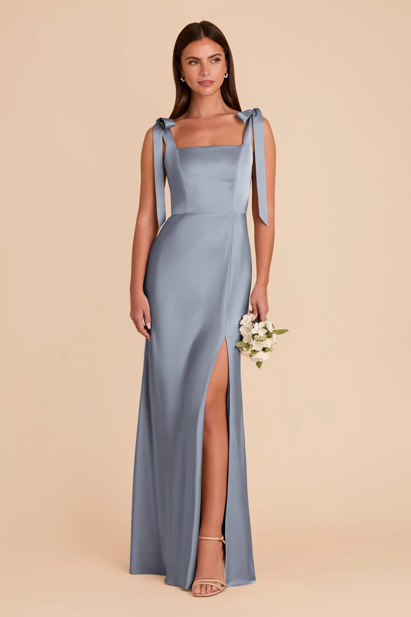 Alex Matte Satin Dress - Dusty Blue sold by Birdy Grey product image thumbnail 4