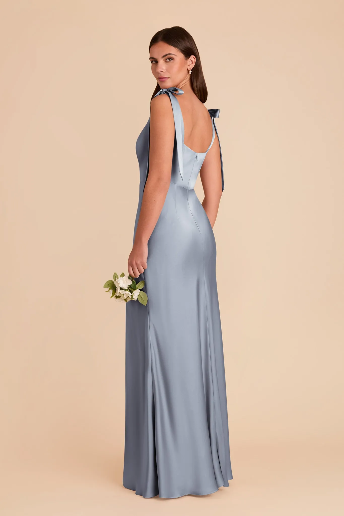 Alex Matte Satin Dress - Dusty Blue sold by Birdy Grey product image thumbnail 5