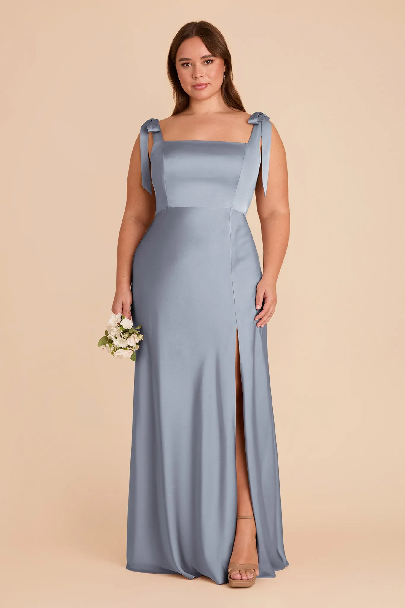 Alex Matte Satin Dress - Dusty Blue sold by Birdy Grey product image thumbnail 2