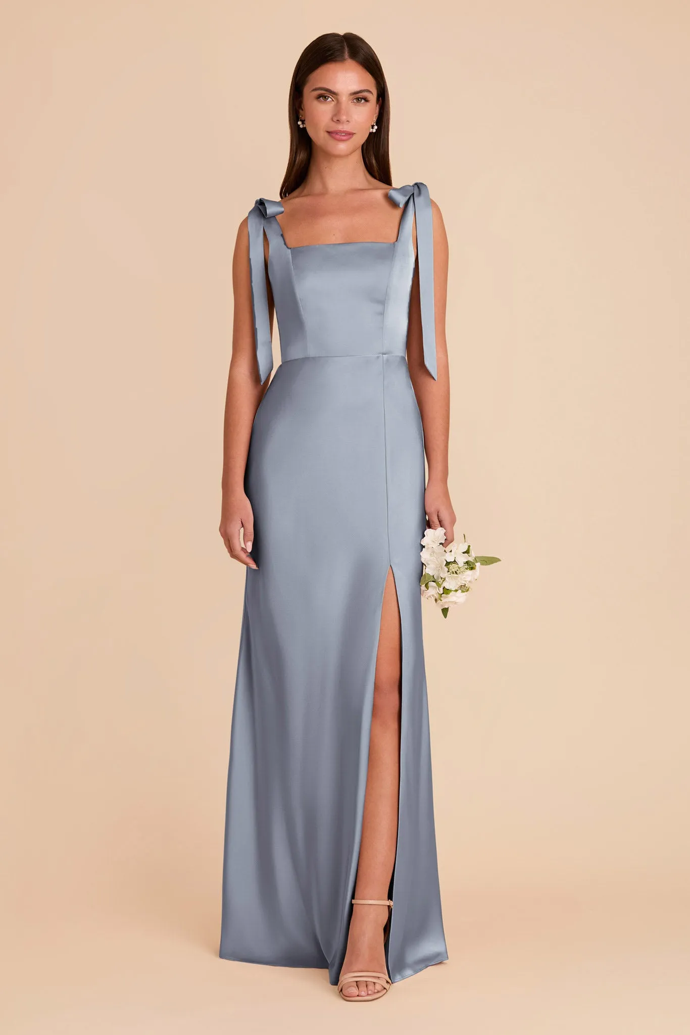 Alex Matte Satin Dress - Dusty Blue sold by Birdy Grey product image thumbnail 3