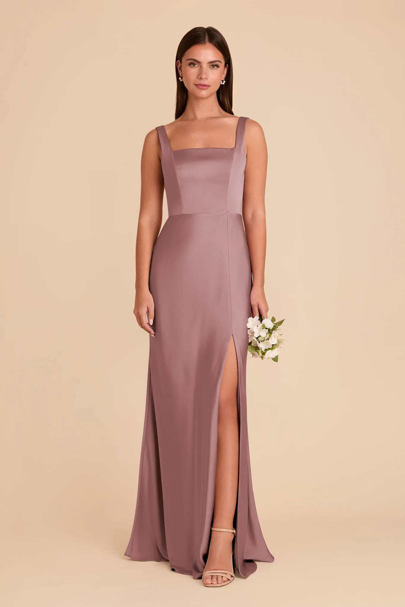 Alex Matte Satin Dress - Dark Mauve sold by Birdy Grey product image thumbnail 3