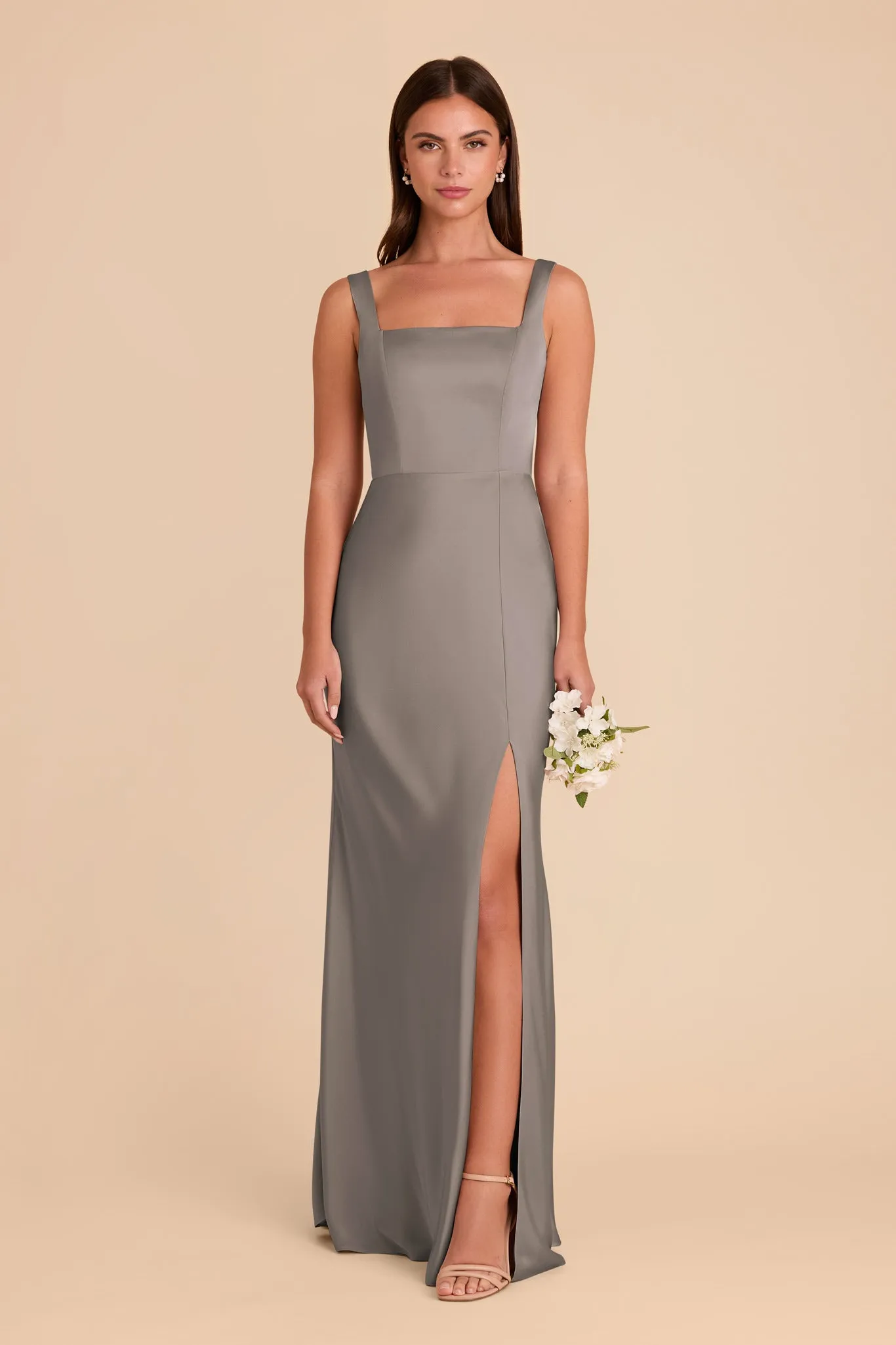 Alex Matte Satin Dress - Quartz sold by Birdy Grey