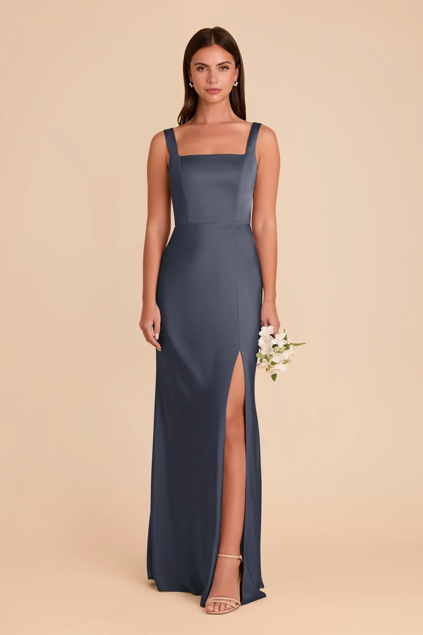 Alex Matte Satin Dress - Dusk Blue sold by Birdy Grey product image thumbnail 3