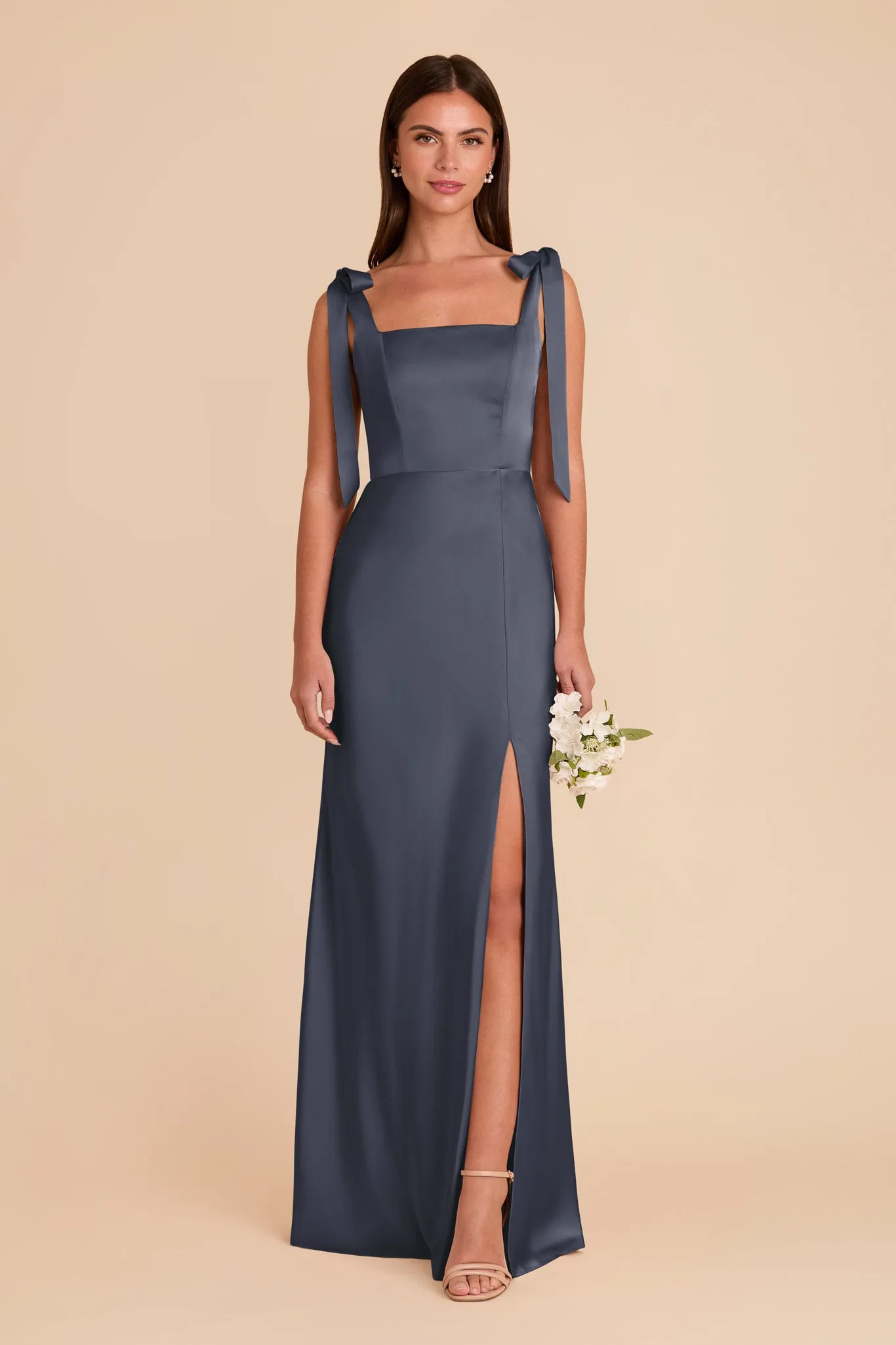 Alex Matte Satin Dress - Dusk Blue sold by Birdy Grey
