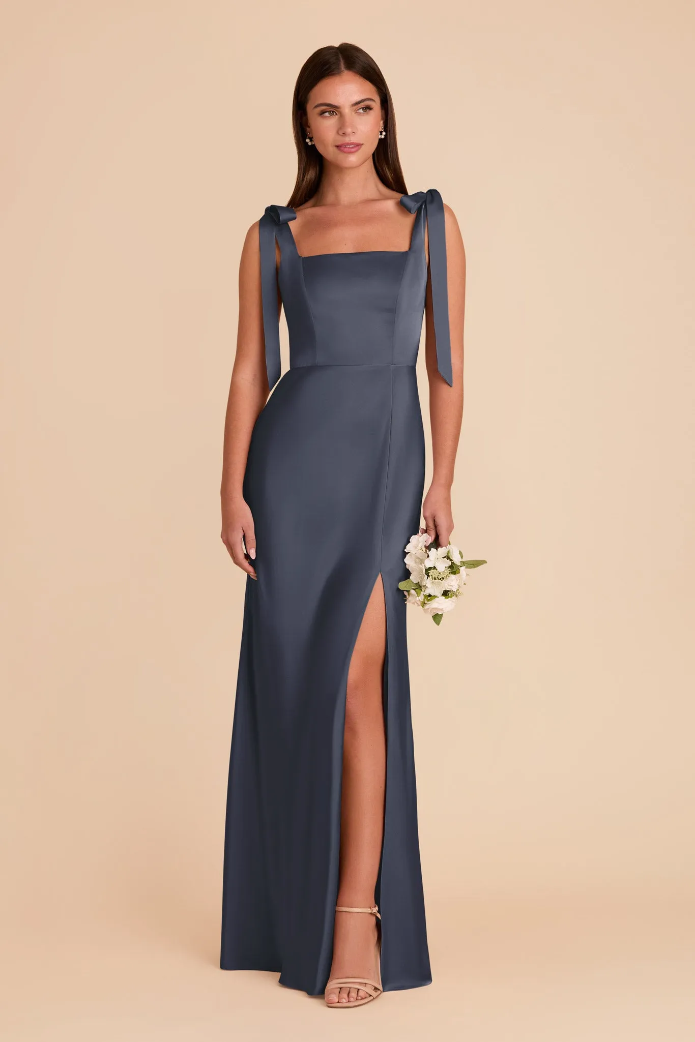 Alex Matte Satin Dress - Dusk Blue sold by Birdy Grey product image thumbnail 4