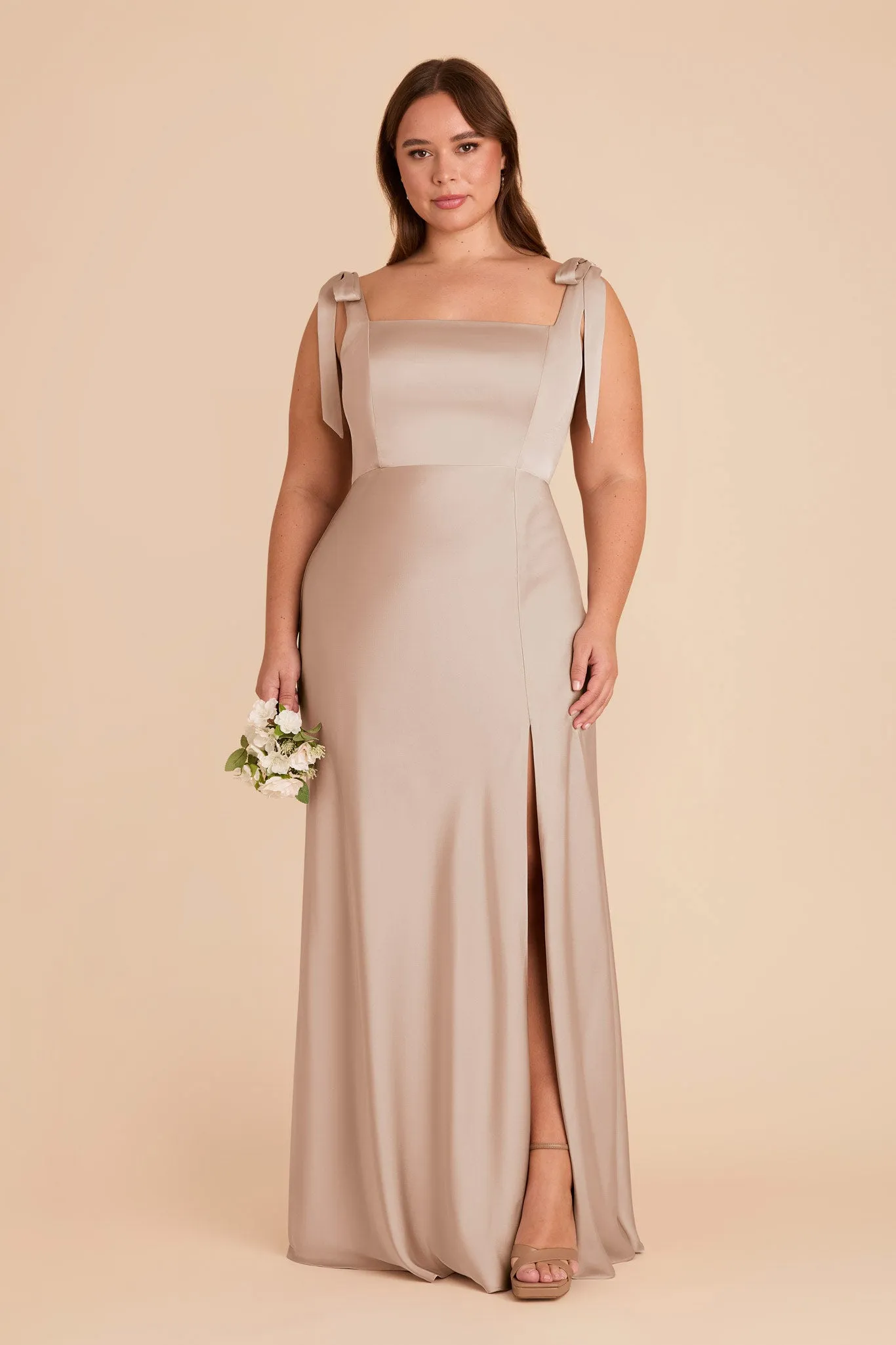 Alex Matte Satin Dress - Taupe sold by Birdy Grey product image thumbnail 2