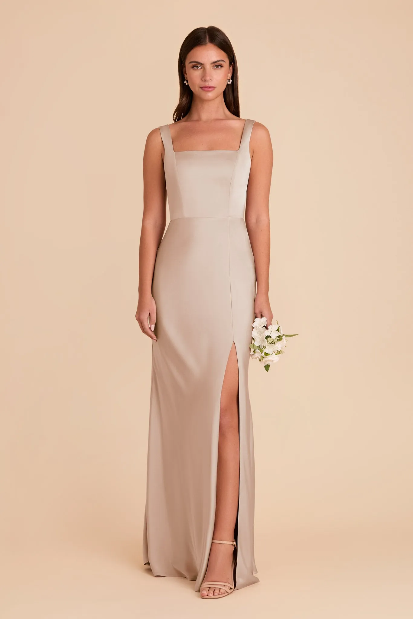 Alex Matte Satin Dress - Taupe sold by Birdy Grey product image thumbnail 3