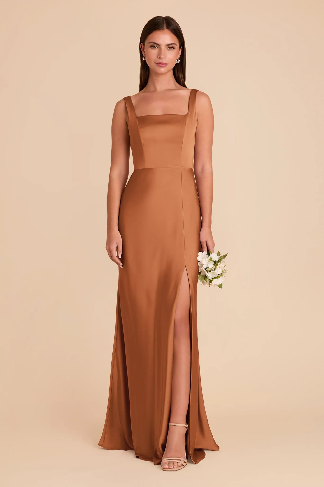 Alex Matte Satin Dress - Rust sold by Birdy Grey