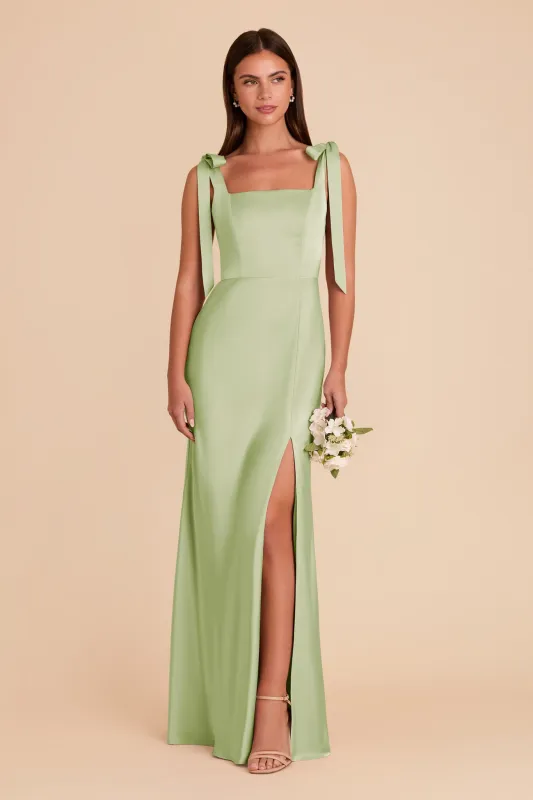 Alex Matte Satin Dress - Pale Pistachio sold by Birdy Grey