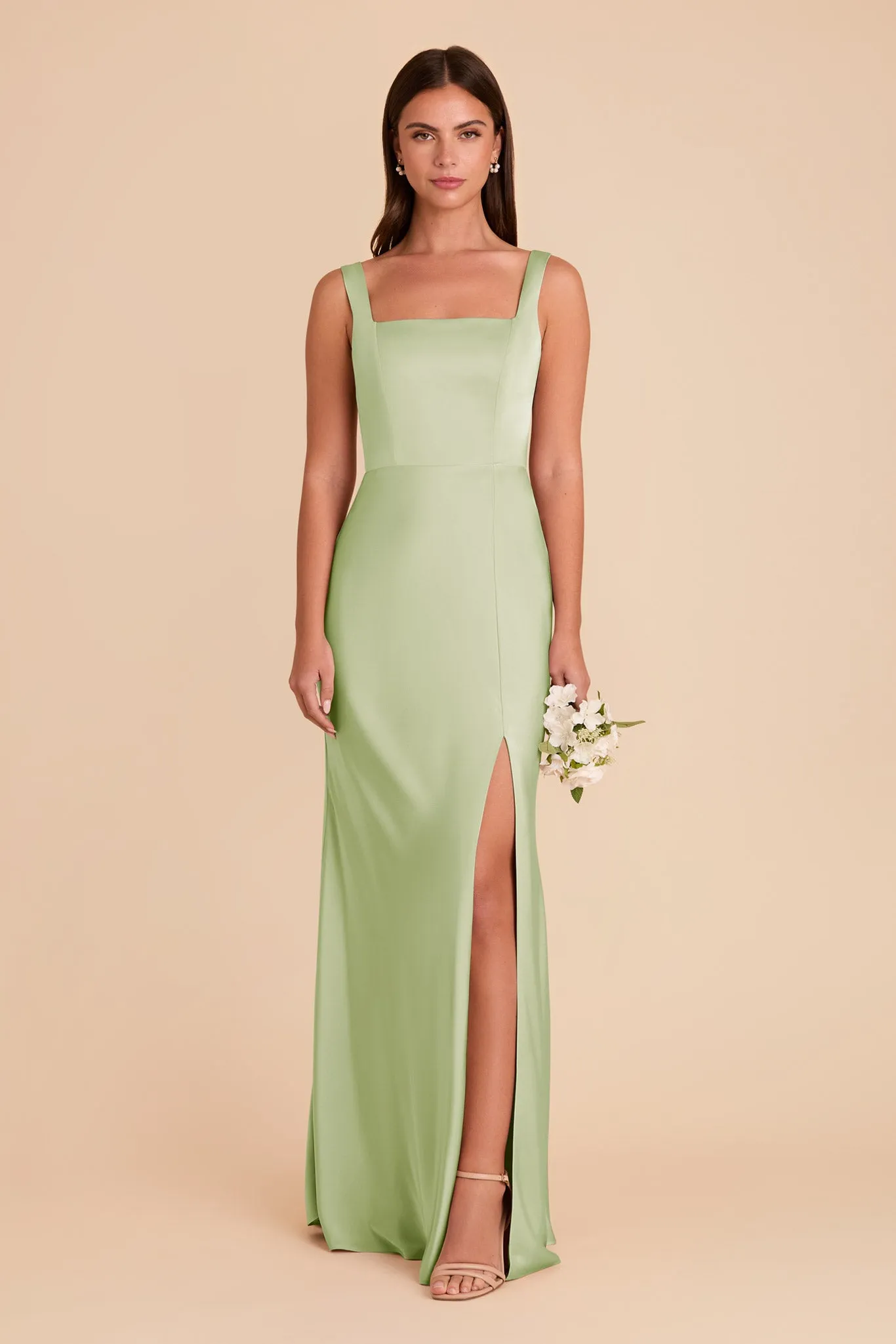Alex Matte Satin Dress - Pale Pistachio sold by Birdy Grey product image thumbnail 4