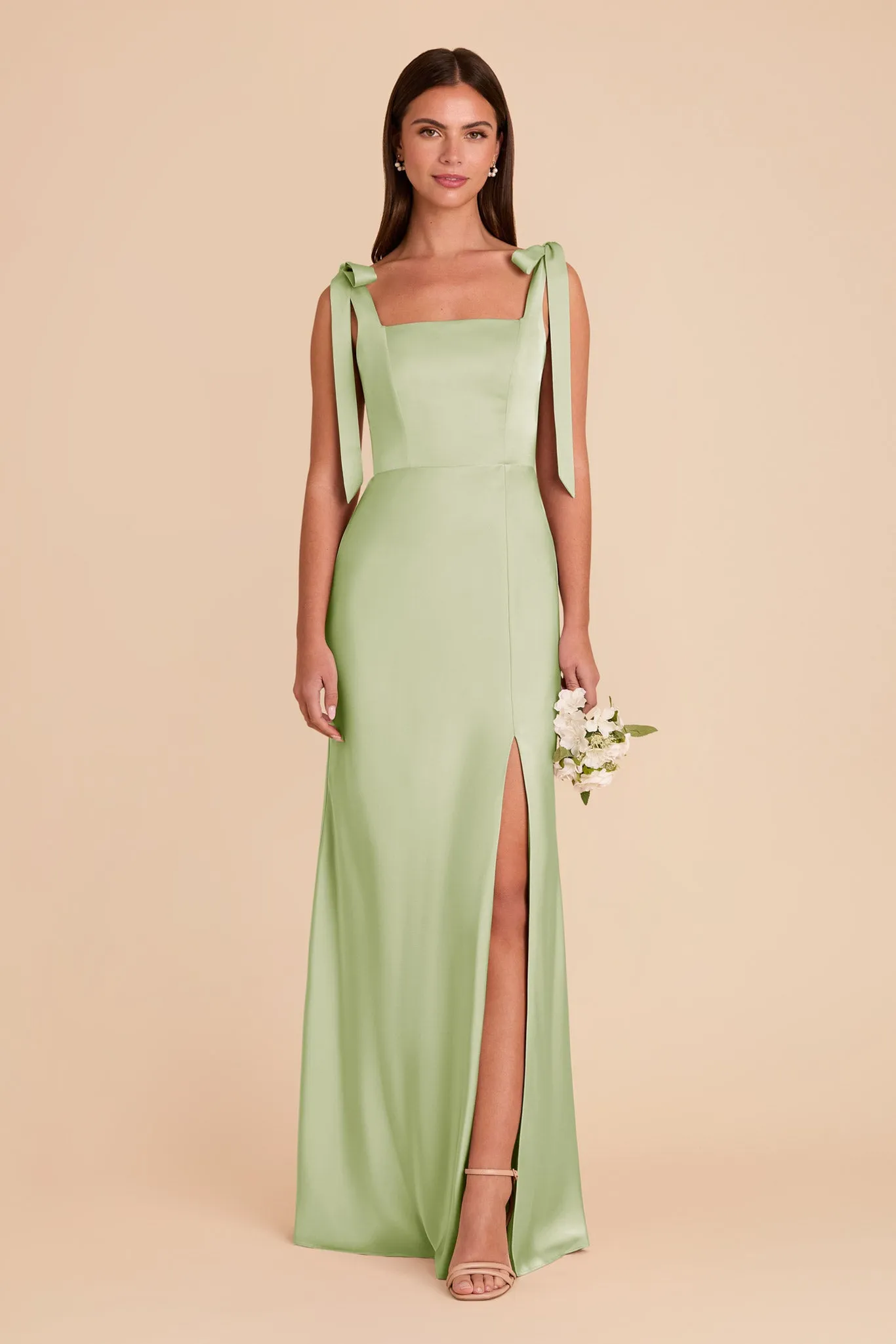 Alex Matte Satin Dress - Pale Pistachio sold by Birdy Grey product image thumbnail 3