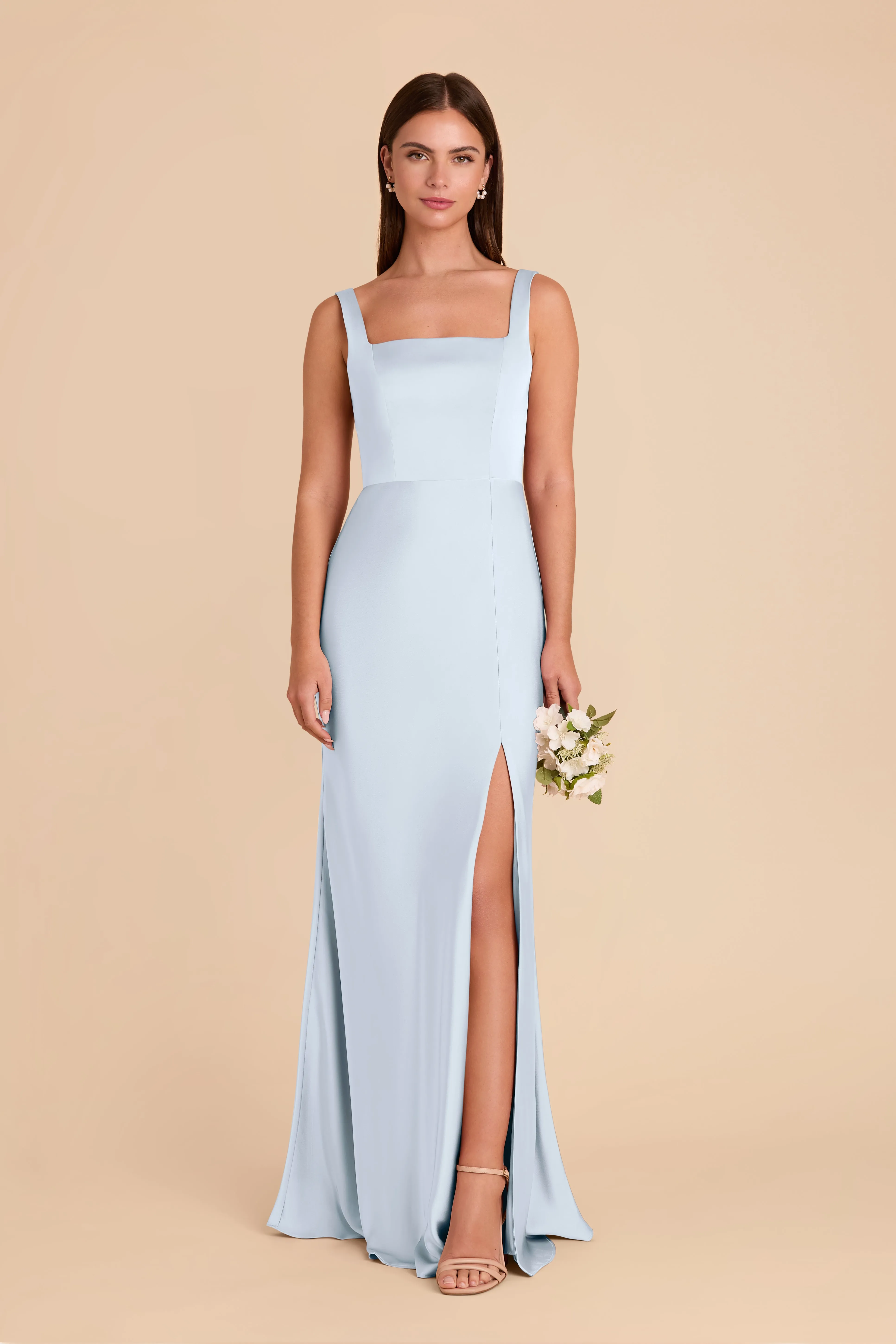 Alex Matte Satin Dress - Mist Blue sold by Birdy Grey