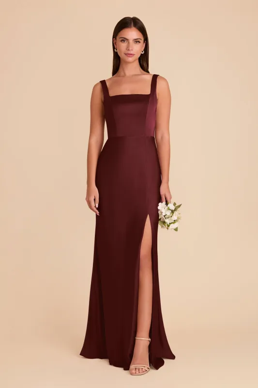 Alex Matte Satin Dress - Cabernet sold by Birdy Grey