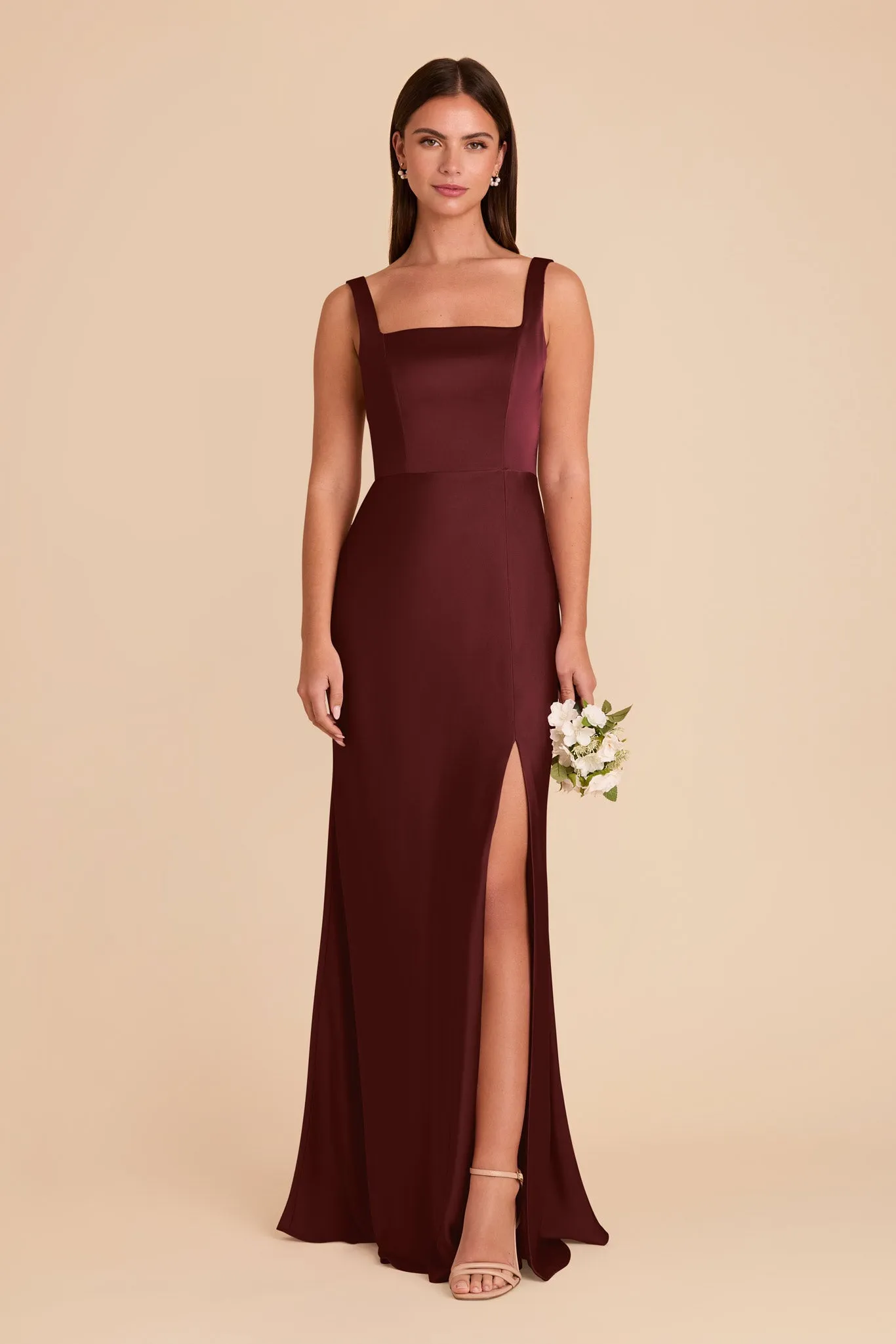 Alex Matte Satin Dress - Cabernet sold by Birdy Grey
