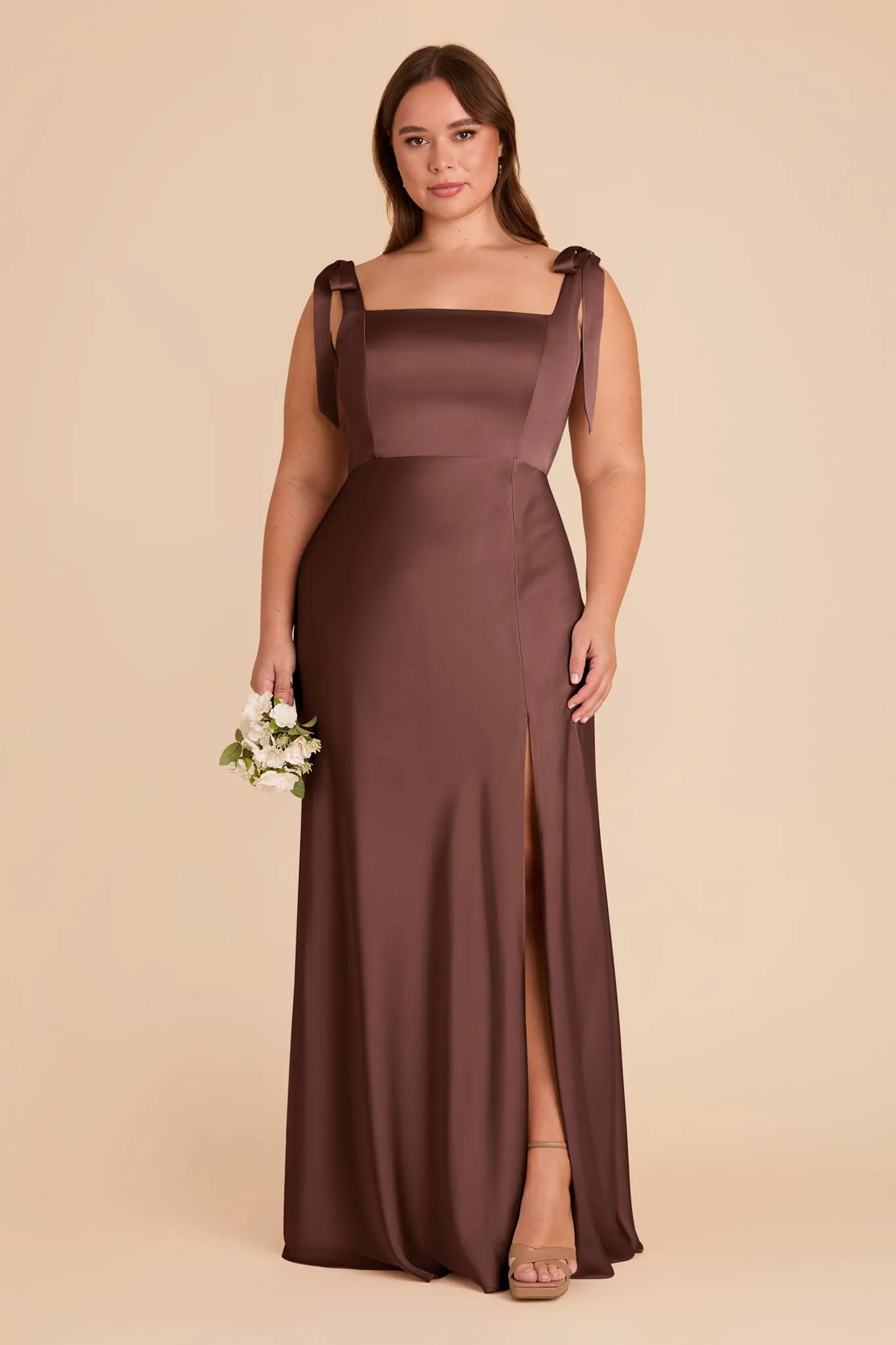 Alex Matte Satin Dress - Chocolate Brown sold by Birdy Grey product image thumbnail 2