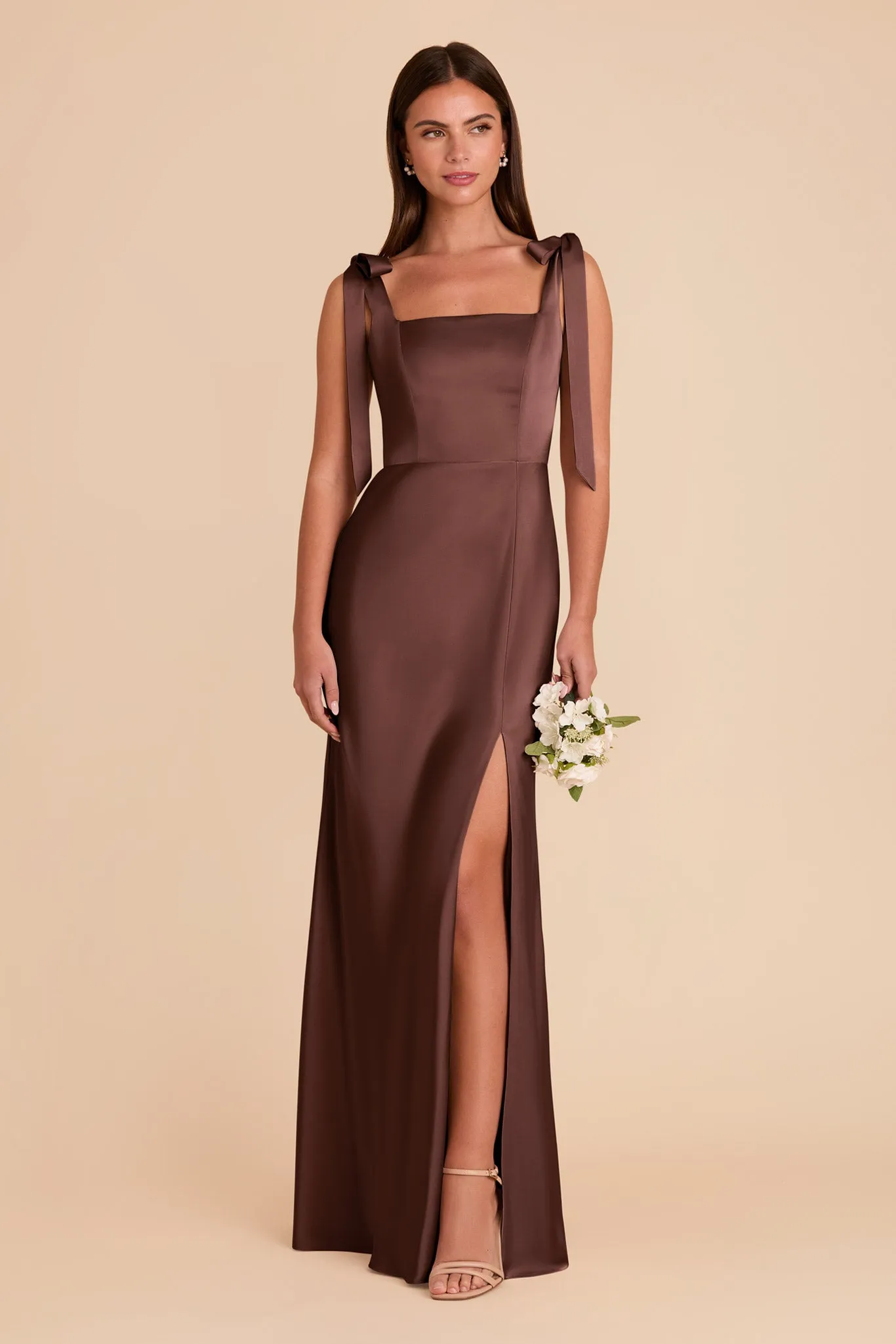 Alex Matte Satin Dress - Chocolate Brown sold by Birdy Grey product image thumbnail 3