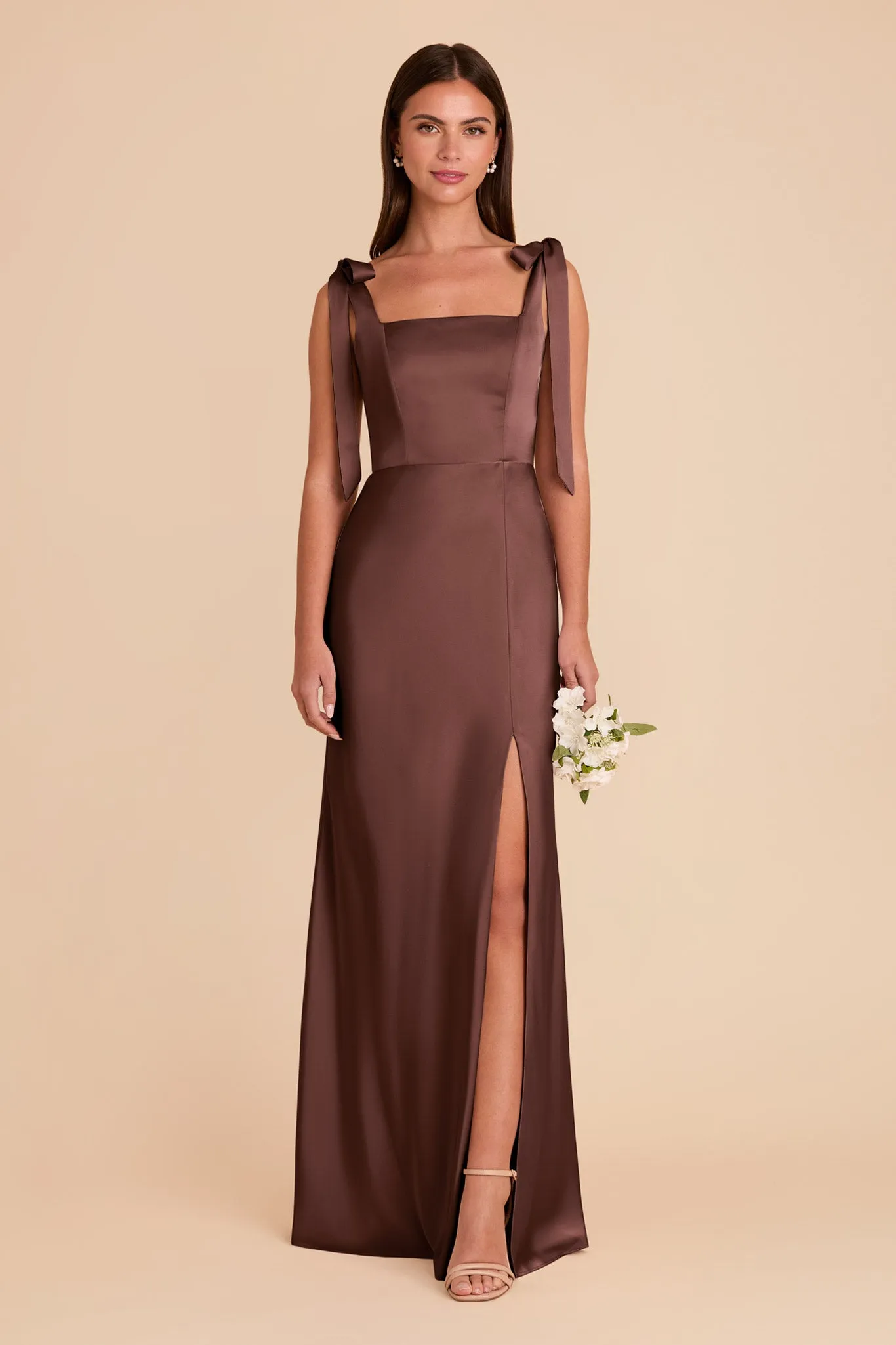 Alex Matte Satin Dress - Chocolate Brown sold by Birdy Grey product image thumbnail 4