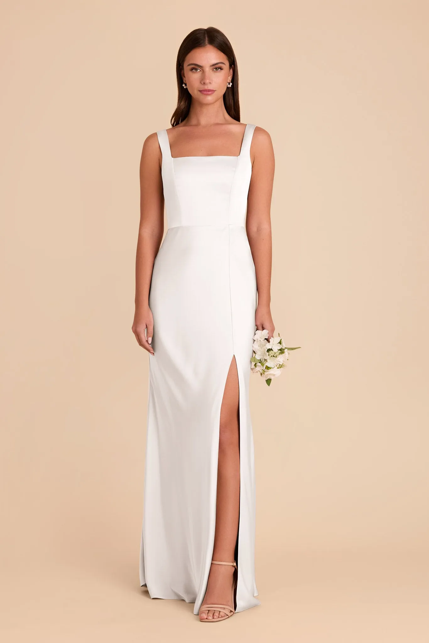 Alex Matte Satin Dress - White sold by Birdy Grey