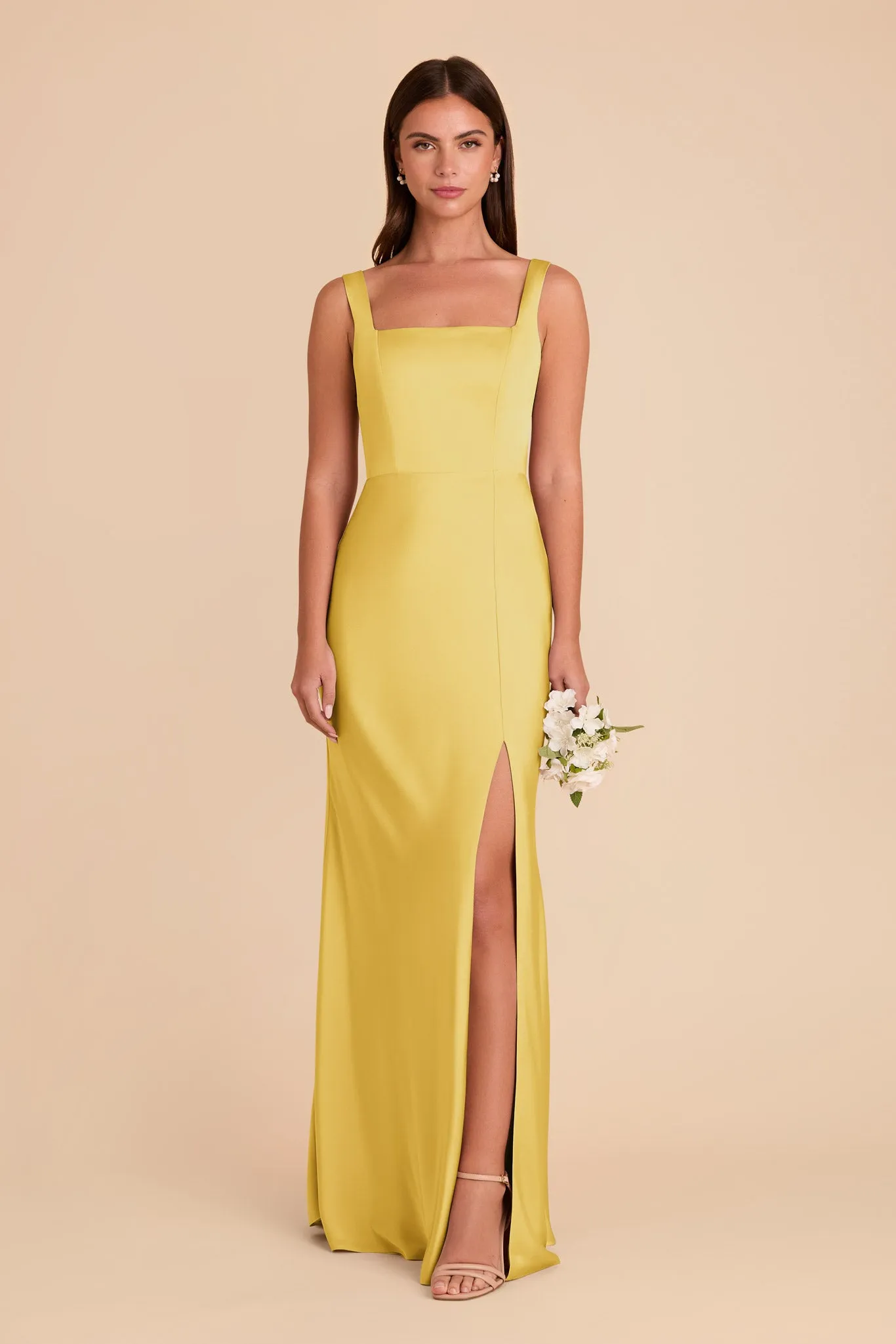 Alex Matte Satin Dress - Sunflower Yellow sold by Birdy Grey
