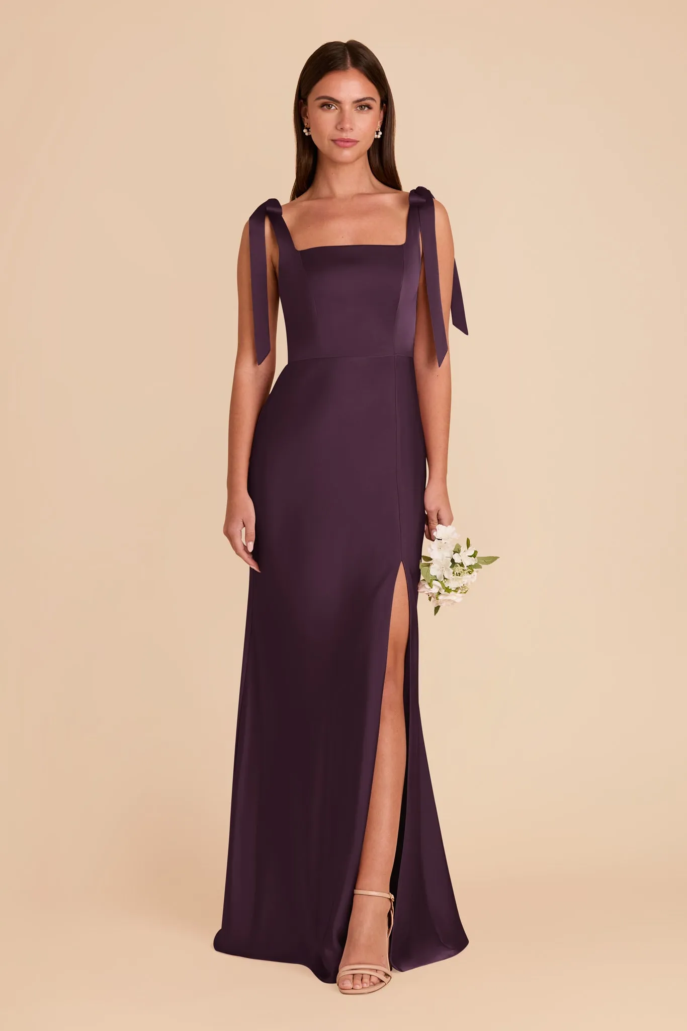 Alex Matte Satin Dress - Plum sold by Birdy Grey