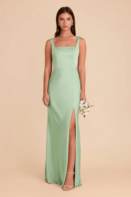 Alex Matte Satin Dress - Pistachio sold by Birdy Grey