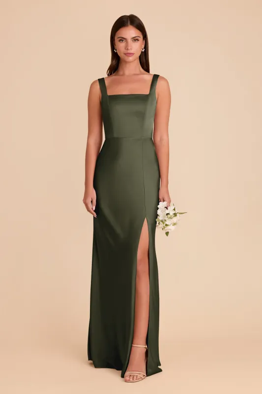 Alex Matte Satin Dress - Olive sold by Birdy Grey
