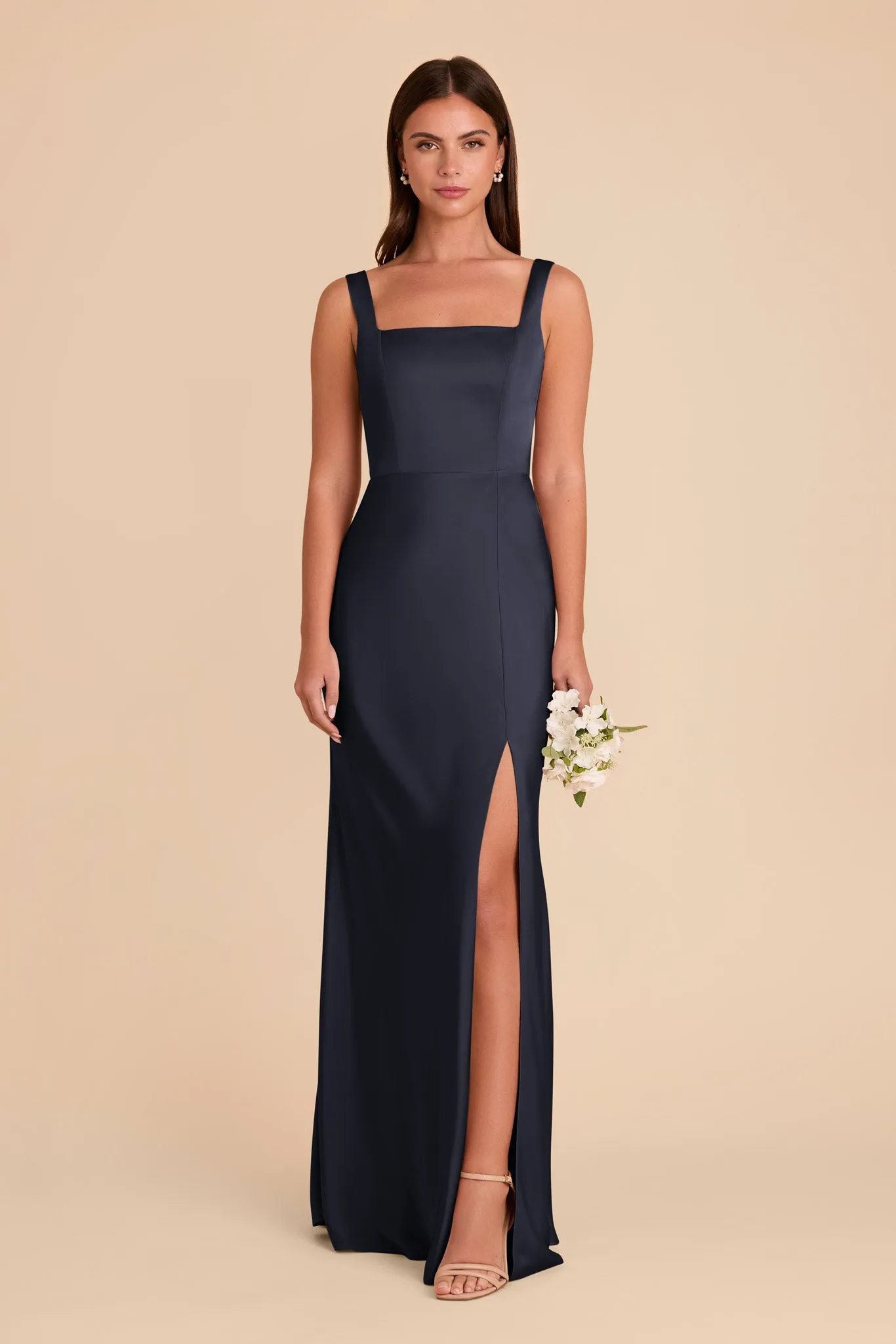 Alex Matte Satin Dress - Navy sold by Birdy Grey product image thumbnail 3