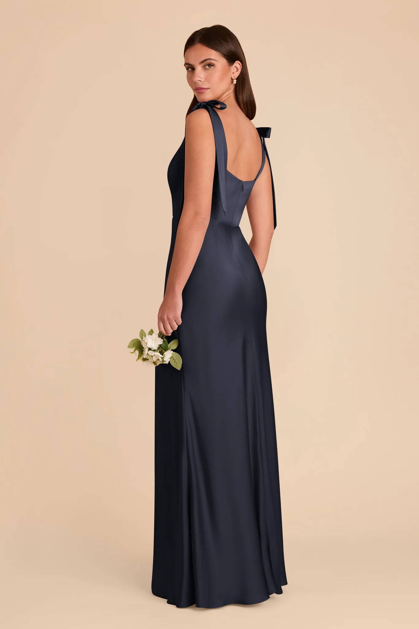 Alex Matte Satin Dress - Navy sold by Birdy Grey product image thumbnail 5