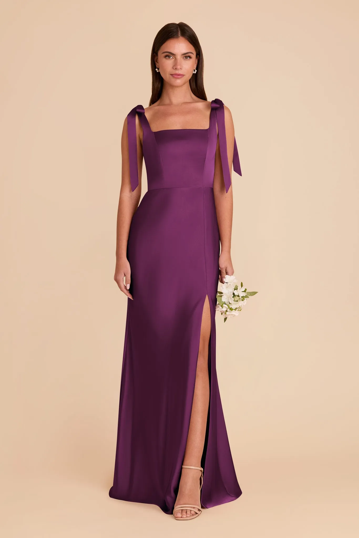 Alex Matte Satin Dress - Fig sold by Birdy Grey
