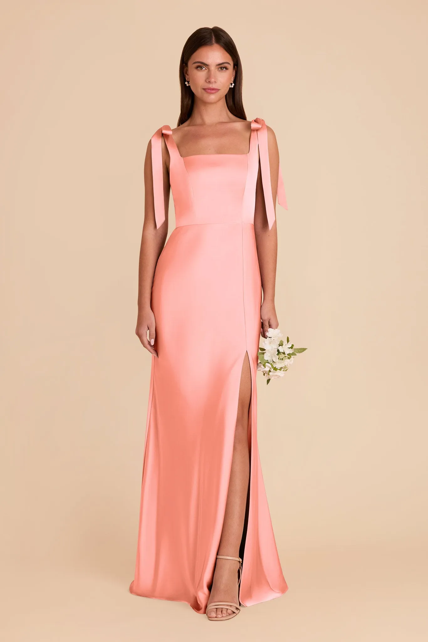 Alex Matte Satin Dress - Coral Pink sold by Birdy Grey product image thumbnail 3