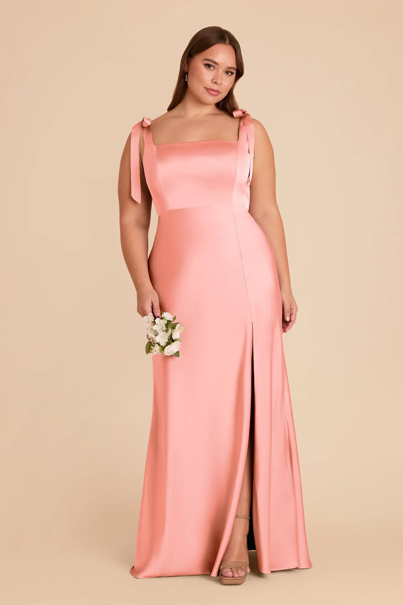 Alex Matte Satin Dress - Coral Pink sold by Birdy Grey product image thumbnail 2