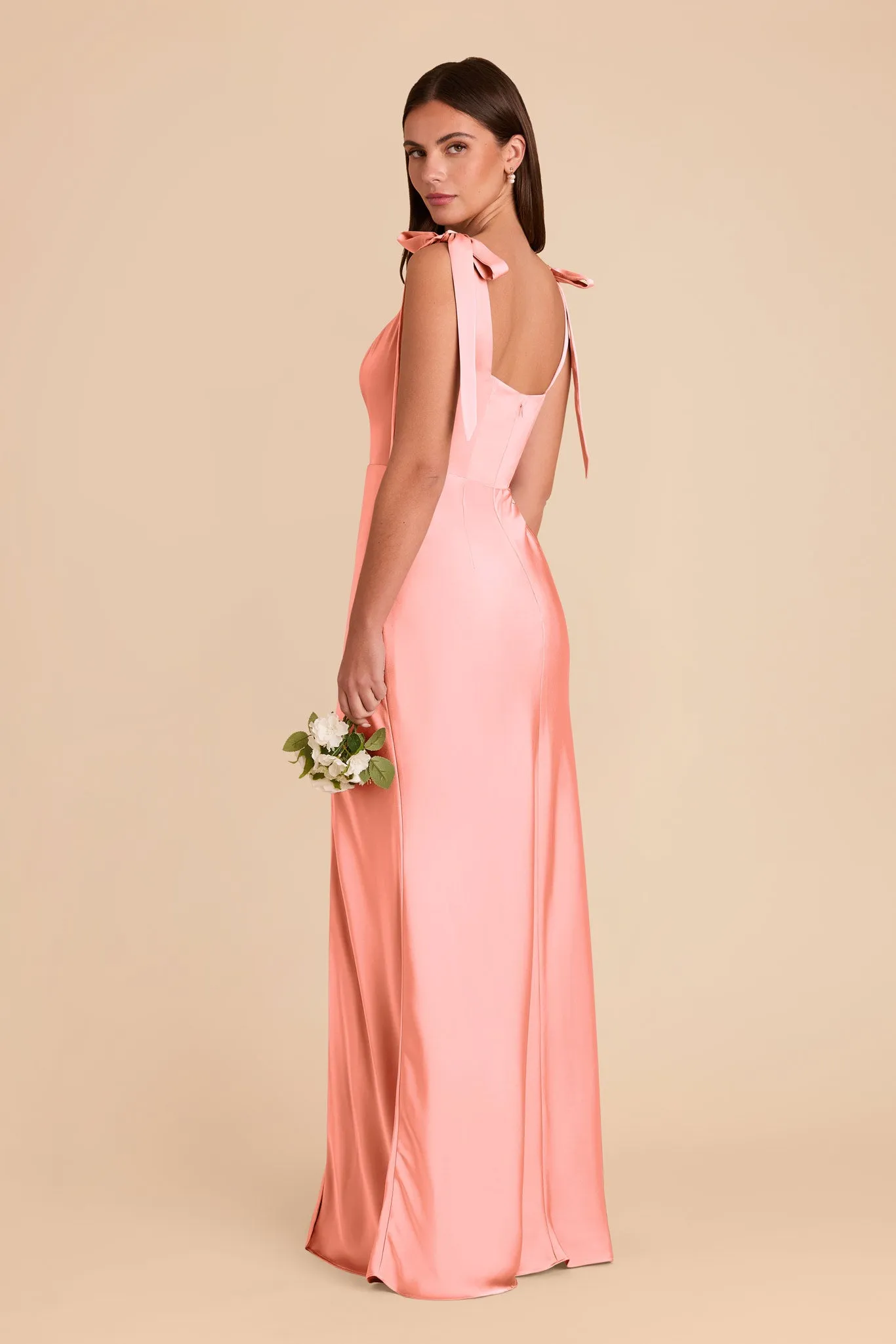 Alex Matte Satin Dress - Coral Pink sold by Birdy Grey product image thumbnail 4