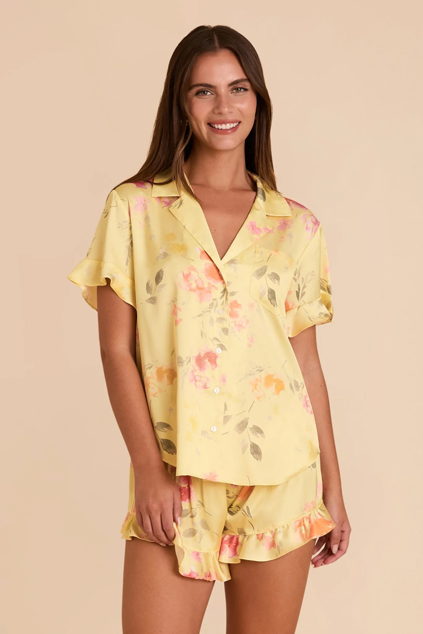 Esther Pajamas - Pale Yellow Rococo Floral sold by Birdy Grey