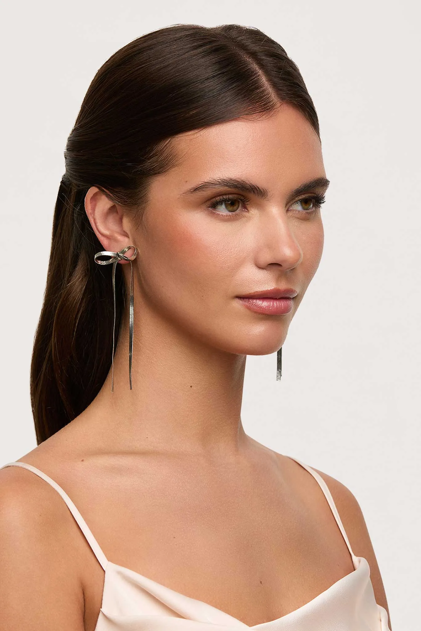 Herringbone Bow Earrings - Silver sold by Birdy Grey product image thumbnail 3