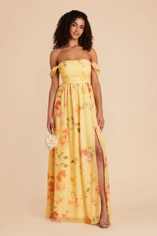 August Chiffon Dress - Pale Yellow Rococo Floral sold by Birdy Grey