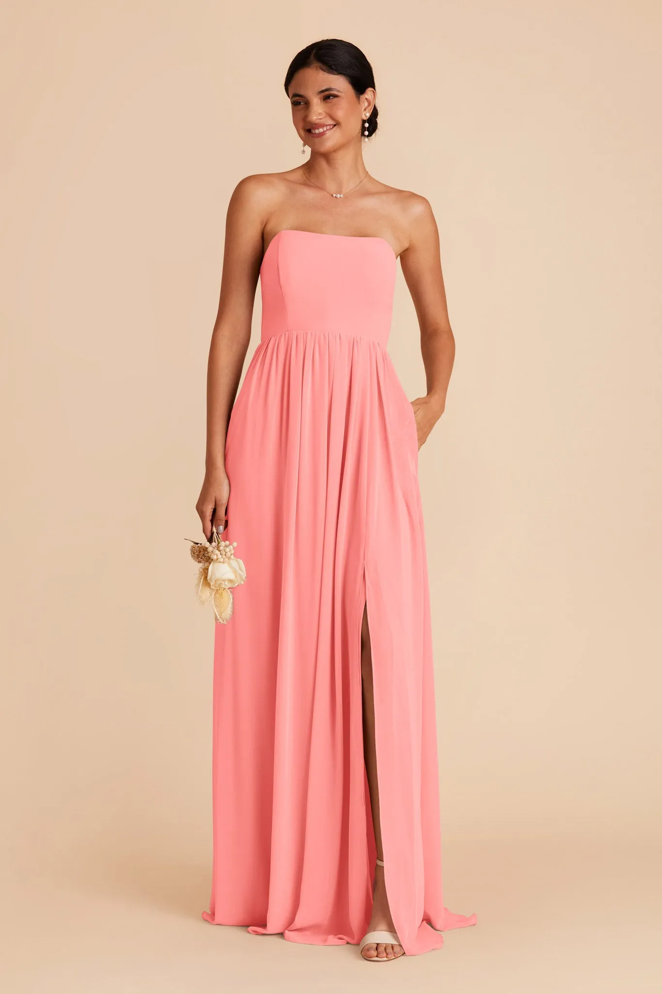 August Chiffon Dress - Coral Pink sold by Birdy Grey product image thumbnail 3