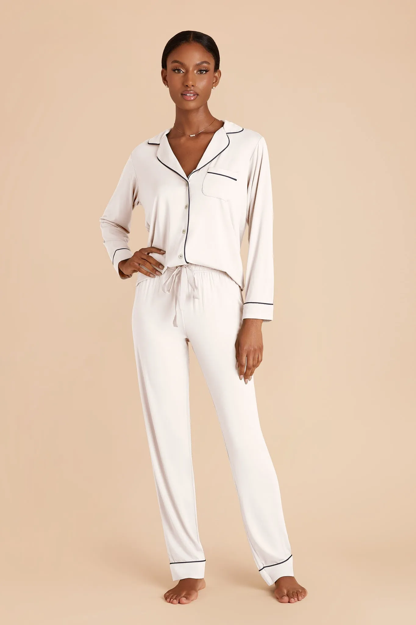 Jenna Bamboo Pajama Set - Ivory sold by Birdy Grey product image thumbnail 3