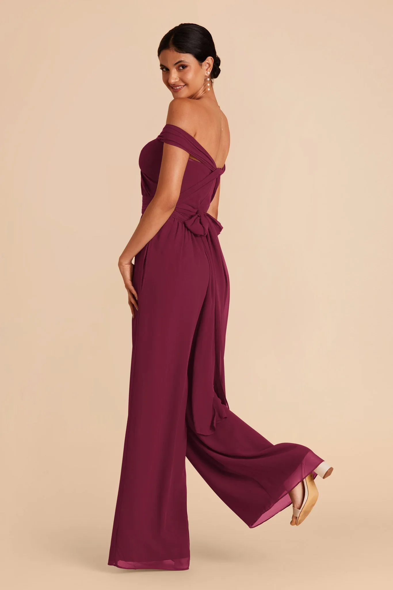 Gigi Chiffon Jumpsuit - Berry sold by Birdy Grey product image thumbnail 5