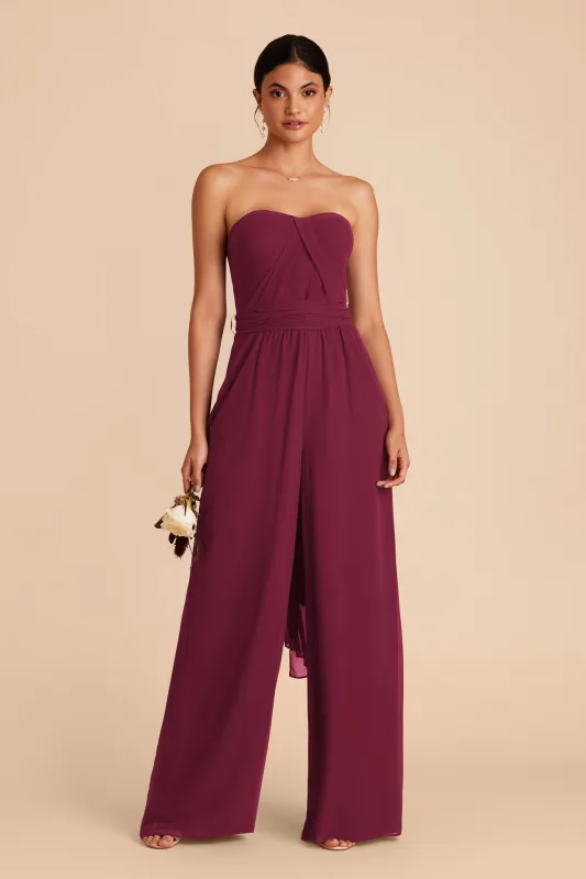 Gigi Chiffon Jumpsuit - Berry sold by Birdy Grey