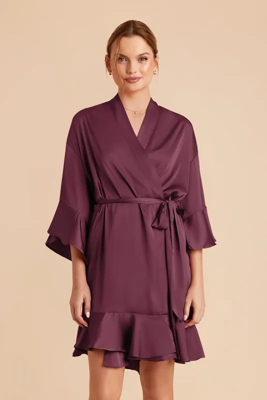 Kenny Matte Satin Robe - Cabernet sold by Birdy Grey