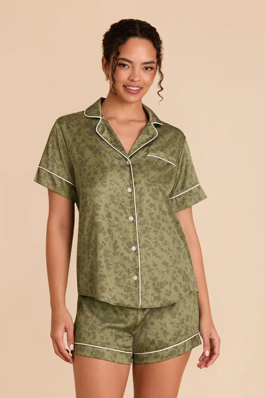 Jonny Matte Satin Pajamas - Bright Martini Dreamy Floral sold by Birdy Grey